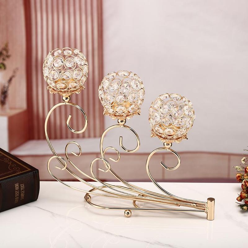 Product Introduction of 3-head Metal Candle Holder, 1 Count Vintage Candlestick Holder, Decorative Candle Holder for Home Living Room Bedroom Dining Room Wedding Party 3