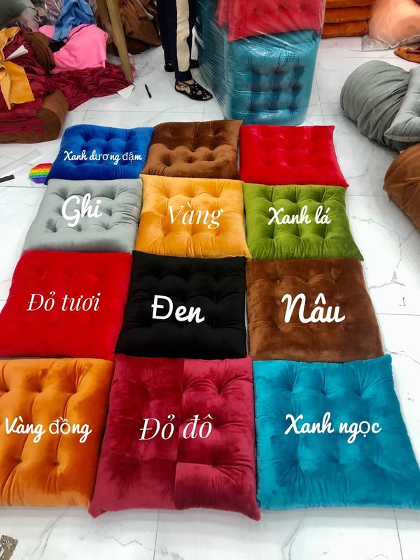 Đệm ngồi bệt tựa lưng vuông tròn vải Nhung mềm mịn size 45 x 45cm