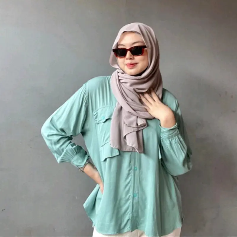 MAN.DEH MARWAH SHIRT Rayon Kemeja Wanita Oversize Hijab & Non Hijab Polos 1