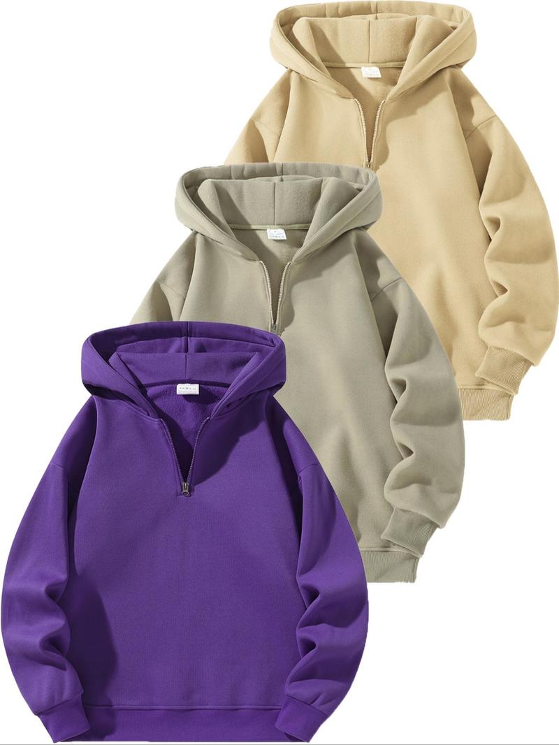 Product Introduction of Men's Solid Zip Up Hoodie, Casual Loose Long Sleeve Hooded Sweatshirt for Daily Wear, Men's Clothes for All Seasons, Hoodies for Men 7