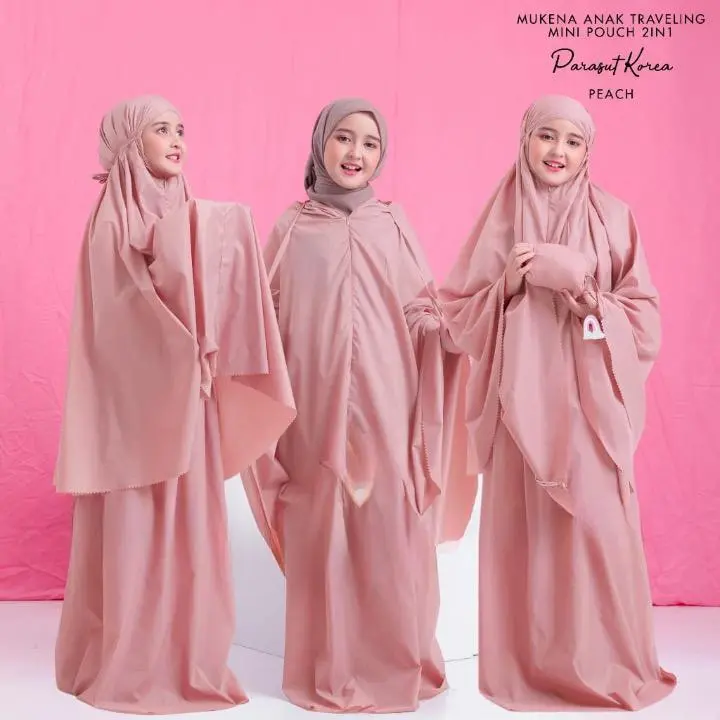 Merakimuslimah Mukena Rainbown anak dan dewasa Traveling Mini Pouch Series Parasut Korea 1