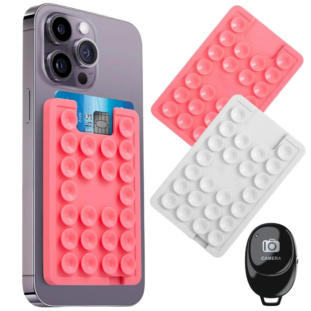 Phone Holder & Remote Control, Silicone Suction Cup Phone Holder with Remote Control, Suction Cup Phone Mount, Suction Phone Case Holder, Universal Phone Accessories for iPhone & Android