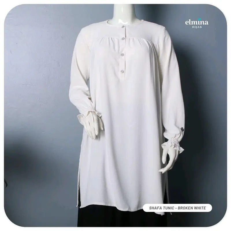 Shafa Tunik Polos by Elmina Indonesia Crinkle Airflow Muslim Panjang Kancing Karet 5