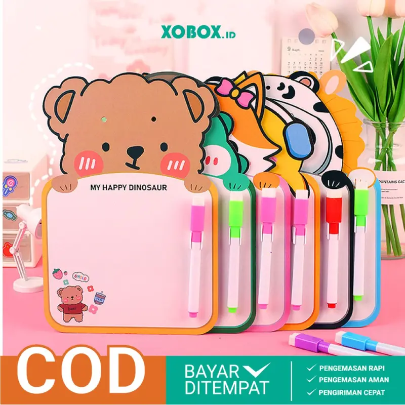 Papan Tulis Belajar Edukasi Anak Karakter Whiteboard Mini Toys Free Spidol Bisa Dihapus HM033 - XOBOX 0