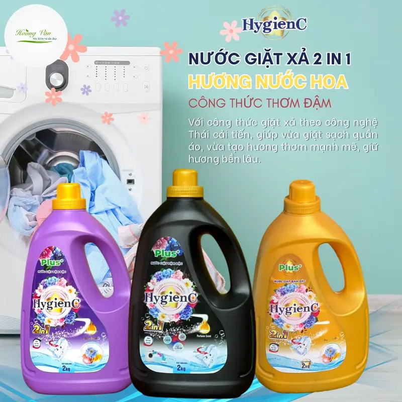 Nước giặt đậm đặc hương nước hoa HyGienC Plus Chai 02 Kg Làm Sạch và xả thơm quần áo 2