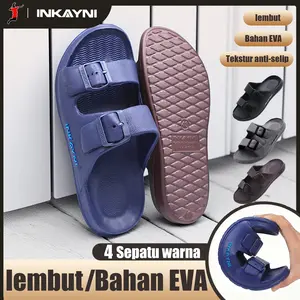 Inkayni Sandal Selop Pria Dewasa Full Karet EVA Premium Anti Slip Licin Anti Bau Tahan Lama Empuk Lembut Elastis Kuat Nyaman Dipakai Seharian Kerja & Santai Rumah Kamar Mandi Segala Cuaca Garansi Kualitas Produk Terbaru Size 39-44