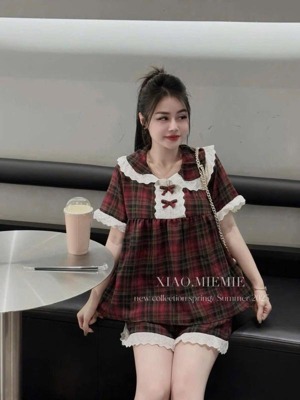 Product Introduction of Sét đồ ngủ đùi mặc nhà cho nữ - freesz 40-58kg - chất đũi dạ mềm mịn mặc mát 4