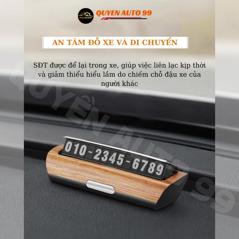 Bảng số điện thoại trên ô tô cao cấp YUMCHO gắn taplo để lại số điện thoại khi đỗ xe vân gỗ đá sang trọng 2