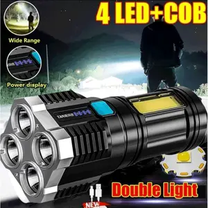 SENTER LED CAS super terang tahan lama Senter 4 LED COB Senter 4 Mode Jarak Jauh Senter Camping