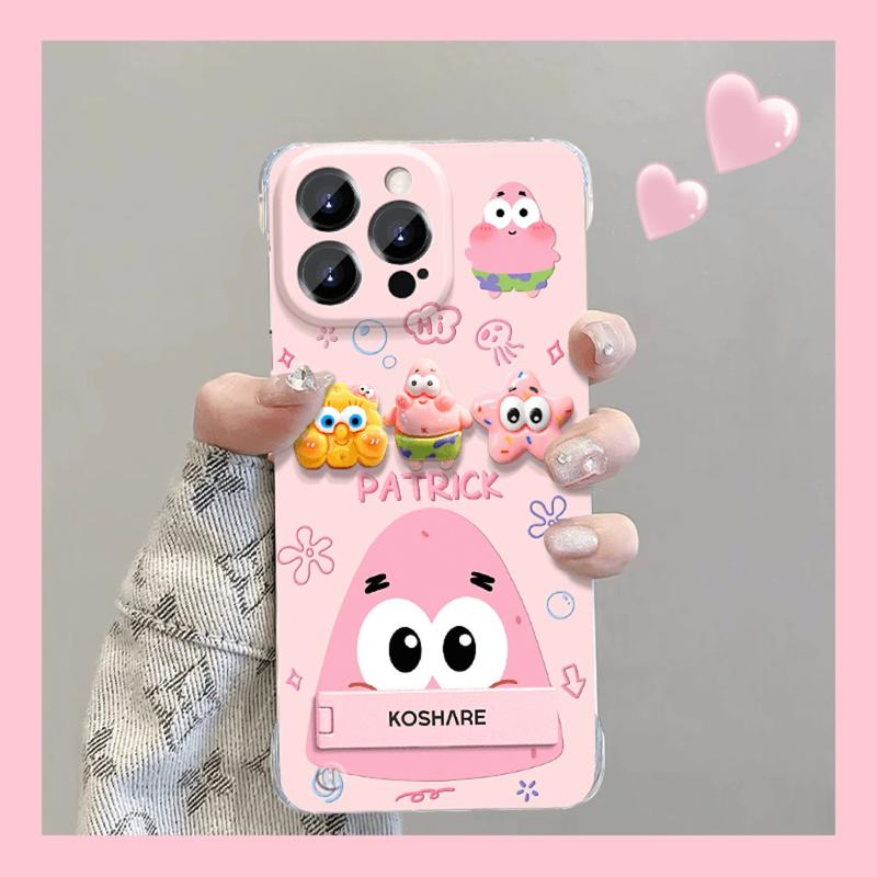 Ốp Điện Thoại Búp Bê SpongeBob Patrick Star, Thiết Kế Dễ Thương, Tương Thích Với iPhone 16, 15, 14, 13, 12, 11, Pro Max, XR, X, XS Max, 16Plus, 15Plus, 14Plus, Ốp Giá Đỡ Ốp Lưng Chống Sốc Case