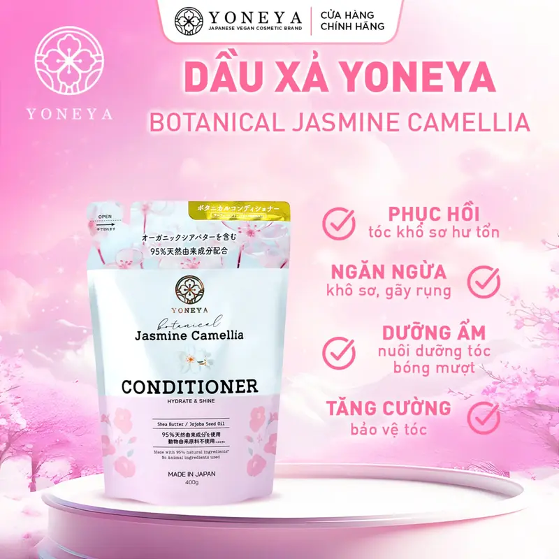 [MUA 1 TẶNG 2]  COMBO  Gội Xả Thiên Nhiên Yoneya Botanical Jasmine Camellia Hydrate & Shine Phục Hồi Hư Tổn Chuyên Sâu 400g 4