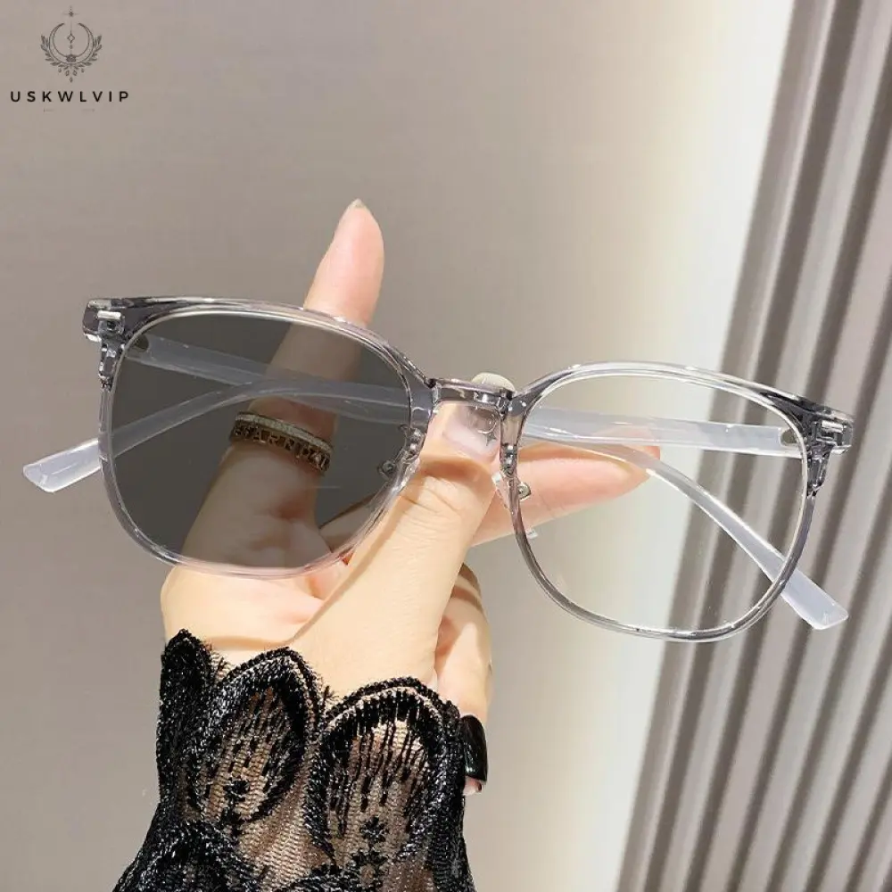 Photochromic Glasses, Graded Eyeglasses With Grade 50 100 150 200 250 300 350 400° Fashion Glasses,Ultra-Light Korean Campus Style Student Glasses, Men/Women Anti-Blue Light Glasses, Computer Anti-Radiation Glasses Unisex