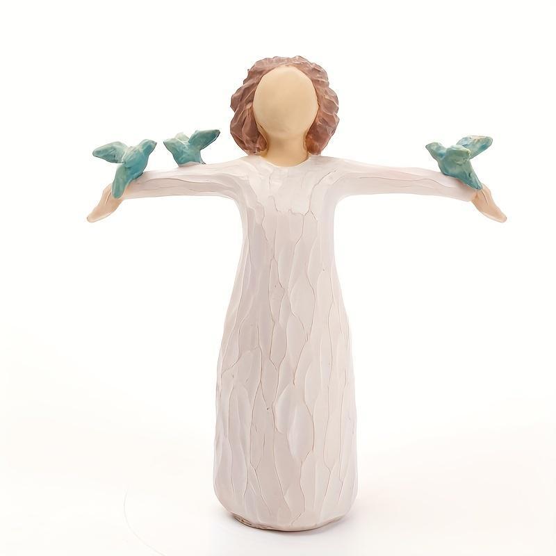 Resin Figure Sculpture, 1 Count Woman Figurine, Decorative Ornament For Home Office Desk 3