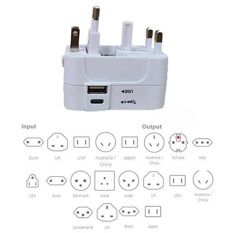 Travel Adapter, Universal Travel Plug Adapter (1 Count), Type-C & USB Port Travel Adapter, Travel Plug Adapter for Home Office Travel, Socket, Portable, Charging 8
