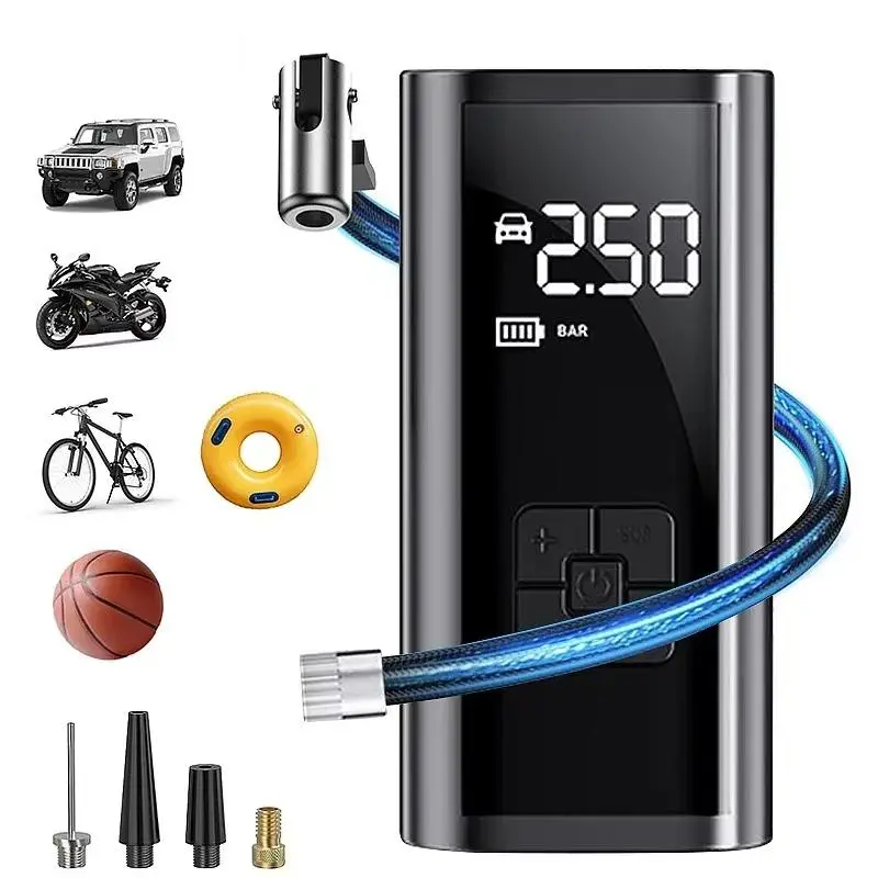 Portable Wireless Car Air Compressor, 150PSI Car Tire Inflator, Multifunctional Electric Pump for Car Tire & Ball