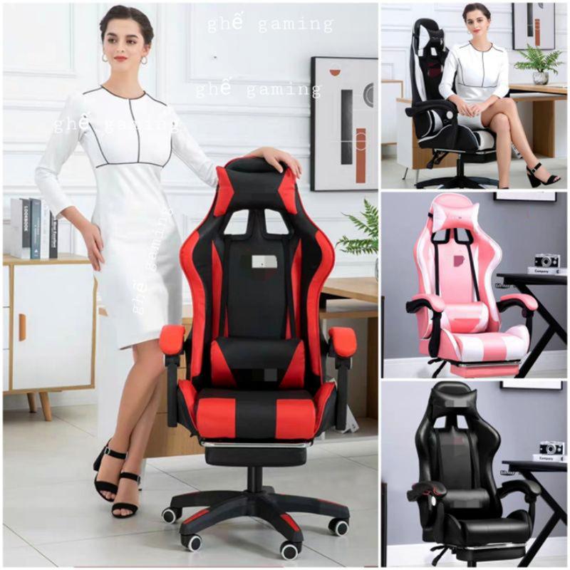 [HANU] Ghế Gaming zero GGM01 có gác chân , ghế có thể xoay 360 độ có bánh xe di chuyển, được thiết kế ngả lưng thoải mái, màu sắc có 4 màu Đen, Trắng Đen, Hồng, Đỏ