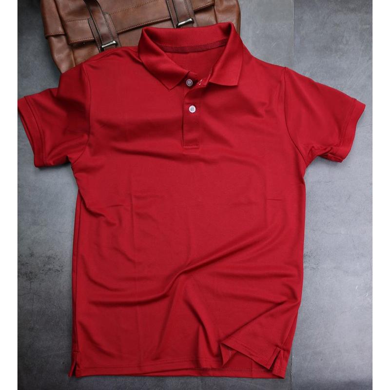 Áo thun polo nam nữ cổ bẻ HUTA PT011 màu đỏ đô, vải cá sấu 4 chiều, ngắn tay Menswear Top 2