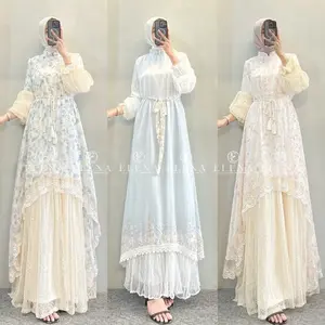 ELENA - Mirae dress wanita lebaran ceruty mix brokat halus free tali - dress kondangan simple elegan wanita dress lebaran kekinian terbaru