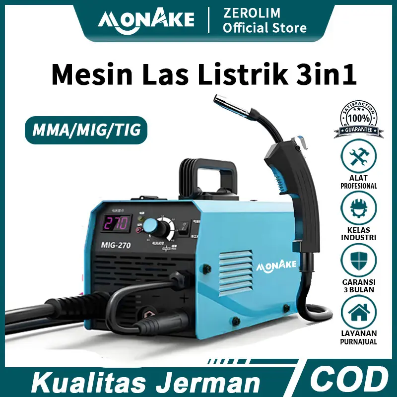 MONAKE JERMAN Mesin Travo Las Listrik  MIG 150A Inventer  Welding Machine listrik 450 watt MMA 120A IGBT 450 watt mini Mesin Travo las MMA-120