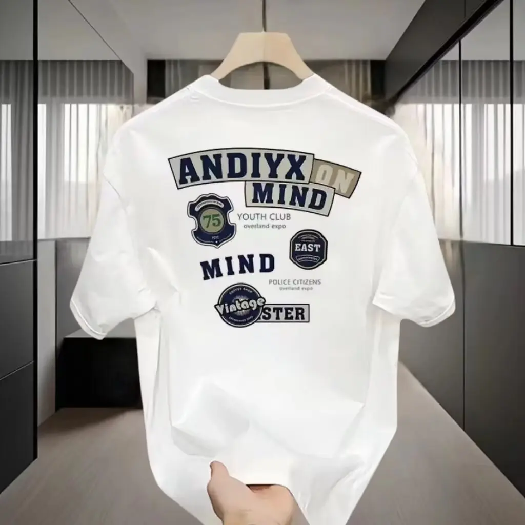 Áo Cotton Nguyên Chất, Hạng Nặng, ngắn Tay, Phong Cách Mùa Hè, Dễ Phối Đồ, Hợp Xu hướng, Dáng Rộng Vừa Vặn, Unisex, Thoáng Khí, Cao Cấp, Thích Hợp Cho Nam Và Nữ