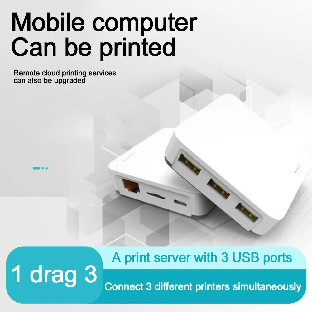 1pcs Multi-interface Network Print Server Suitable For LINUX3.43 Port USB Printer Sharer Mobile F0A2