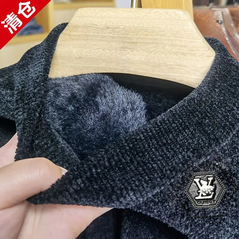 Áo Len Chenille, Cao Cấp, Dành Cho Nam Giới, Lót Lông Cừu, Dày Dặn, Ấm Áp, Một Lớp, Dáng Rộng Vừa Vặn, Thích Hợp Cho Mùa Đông, Không Xơ Vải, Năm 2024