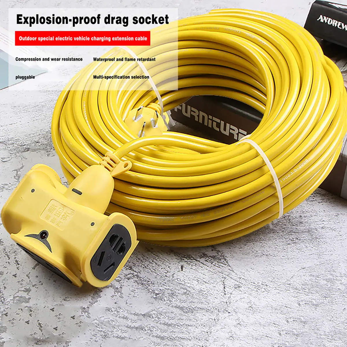 Cuộn Dây Điện 10M Kèm Ổ Cắm Đúc Và Phích Cắm Đúc Liền Dây Chịu Lực Cao, Có Lớp Vỏ Dày Chống Cháy Chống Đóng Băng Dây Cấp Nguồn 220V