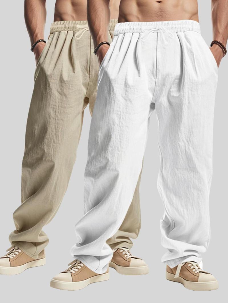 Product Introduction of Men's Solid Color Pants, Casual Comfy Breathable Trousers for Summer, Men's Bottoms for Beach Vacation Daily Wear 8