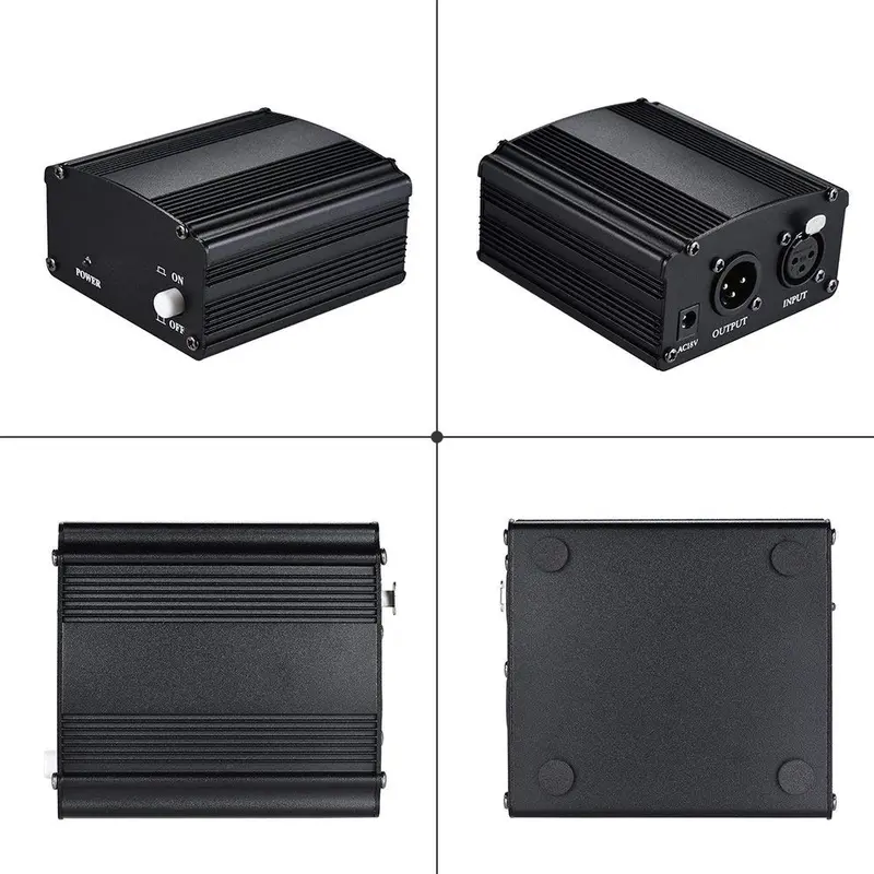 Paket Phantom Power Microphone 1 Channel 48V Supply for Condenser Microphone Plus Kabel XLR to XLR 2