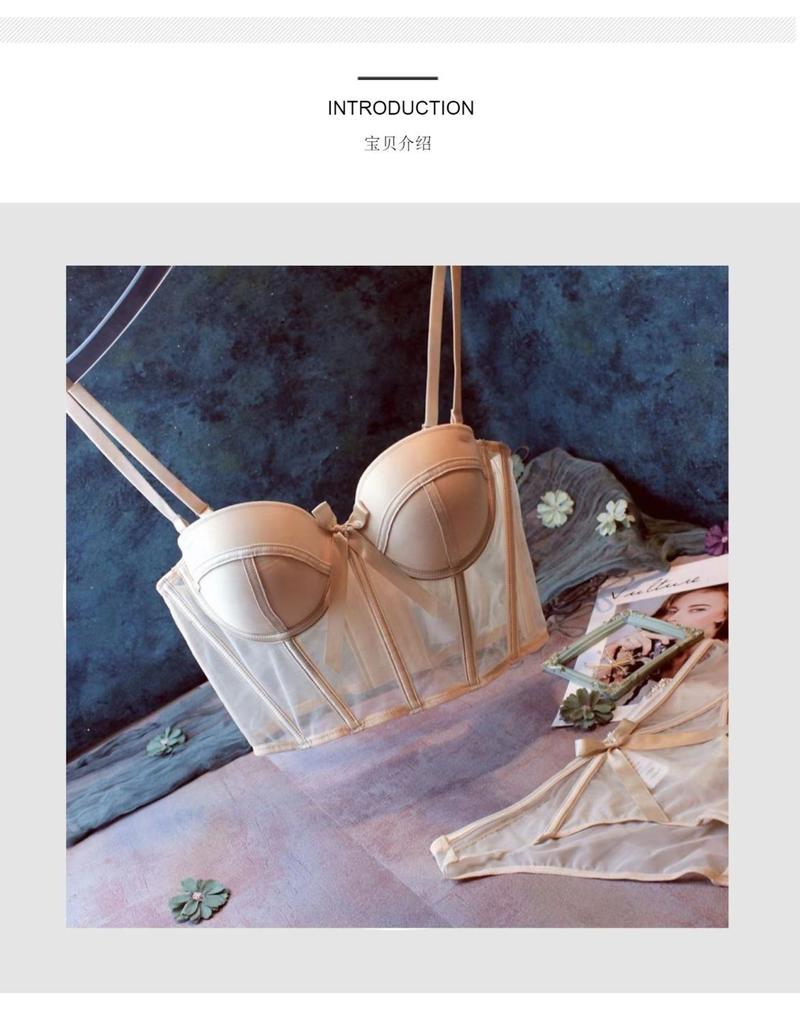 Product Introduction of Vintage Lingerie For Girls Half Cup Thin Breathable Mesh Hold Up Sexy Bra Set 13