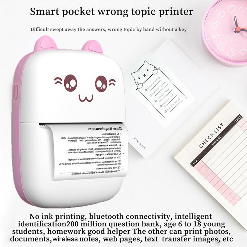 Portable Mini Thermal Printer, 1 Count Instant Photo Printer With 10 Rolls Paper, Small Bluetooth-compatible Wireless Multi-purpose Photo Printer, Back to School Essentials, Stocking Fillers Gift 3