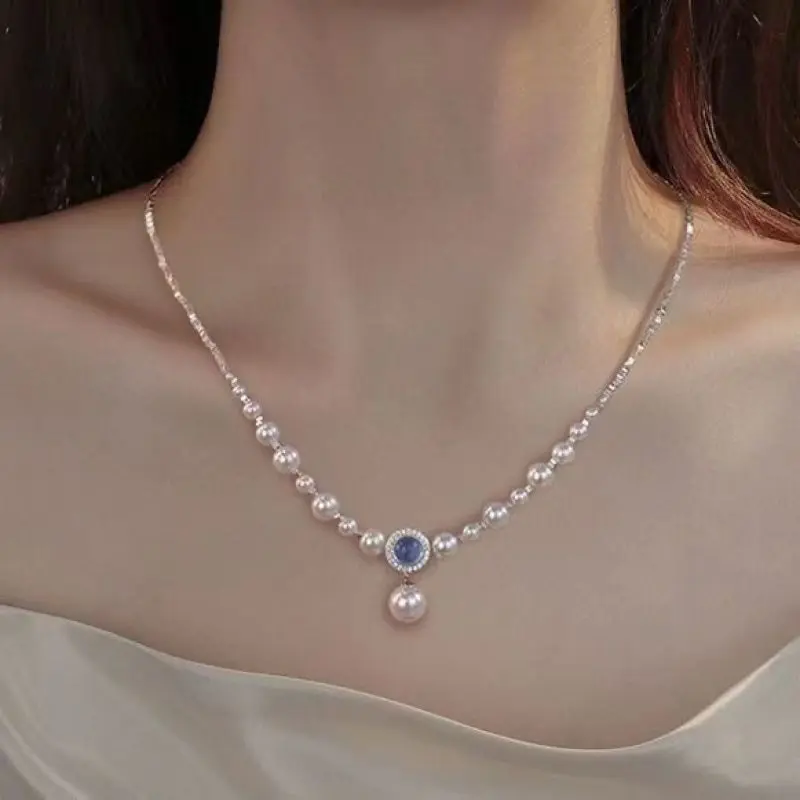 Vòng Cổ Chữ Cái Merman, Tiqi, Ghi Chú Thủy Ngân, Ngọc Trai Giả Aquamarine, Vòng Tay Nữ, Thích Hợp Cho Nữ, Độc Đáo, Dễ Phối Đồ, Giá Cả Phải Chăng, Sang Trọng, Cao Cấp