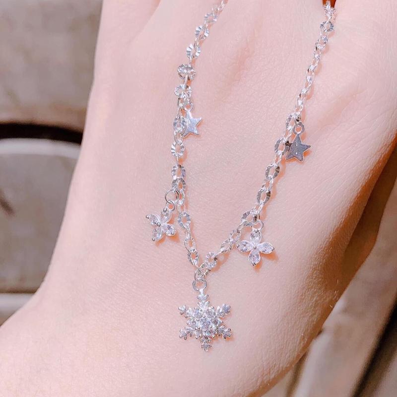 Lắc tay 01 bạc ta treo hoa tuyết xinh xắn LTJ  Sinh nhật Hàng ngày Thanh lịch Tốt đẹp Hằng ngày Vietnam Silver Bracelets & Anklets lactay  chucai 3