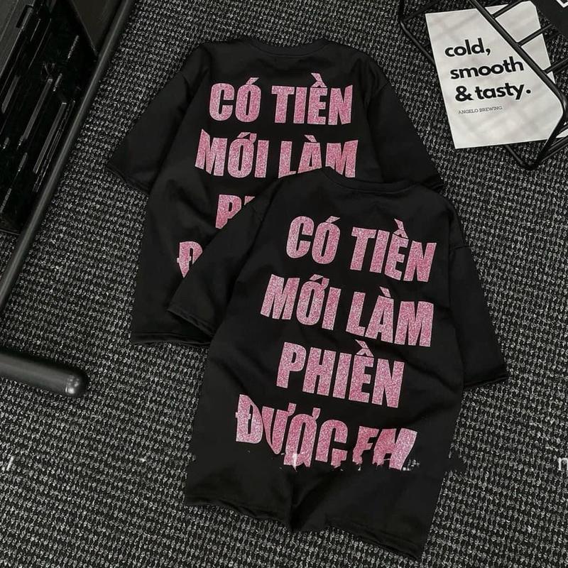 ￼Áo Phông Chữ In Nhũ Có Tiên Mới Làm Phiền Được Em Chất Cotton Dày Dặn Form Unixec Cho Cả Nam Và Nữ - Áo Thun Hè 0