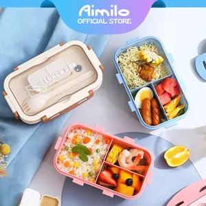 [READY] Aimilo Tempat Makan Anak Tk Free Sendok Dapat digunakan untuk Microwave Kotak Bekal Anak Lunch Box BPA Free 850 ML Bento Set Kitchenware