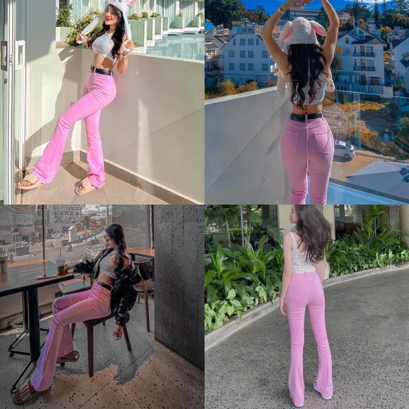 Quần Jean Loe Dáng Dài Xuất Chuẩn Vnxk Chất Jean Co Giản Màu Pastel Nữ 4