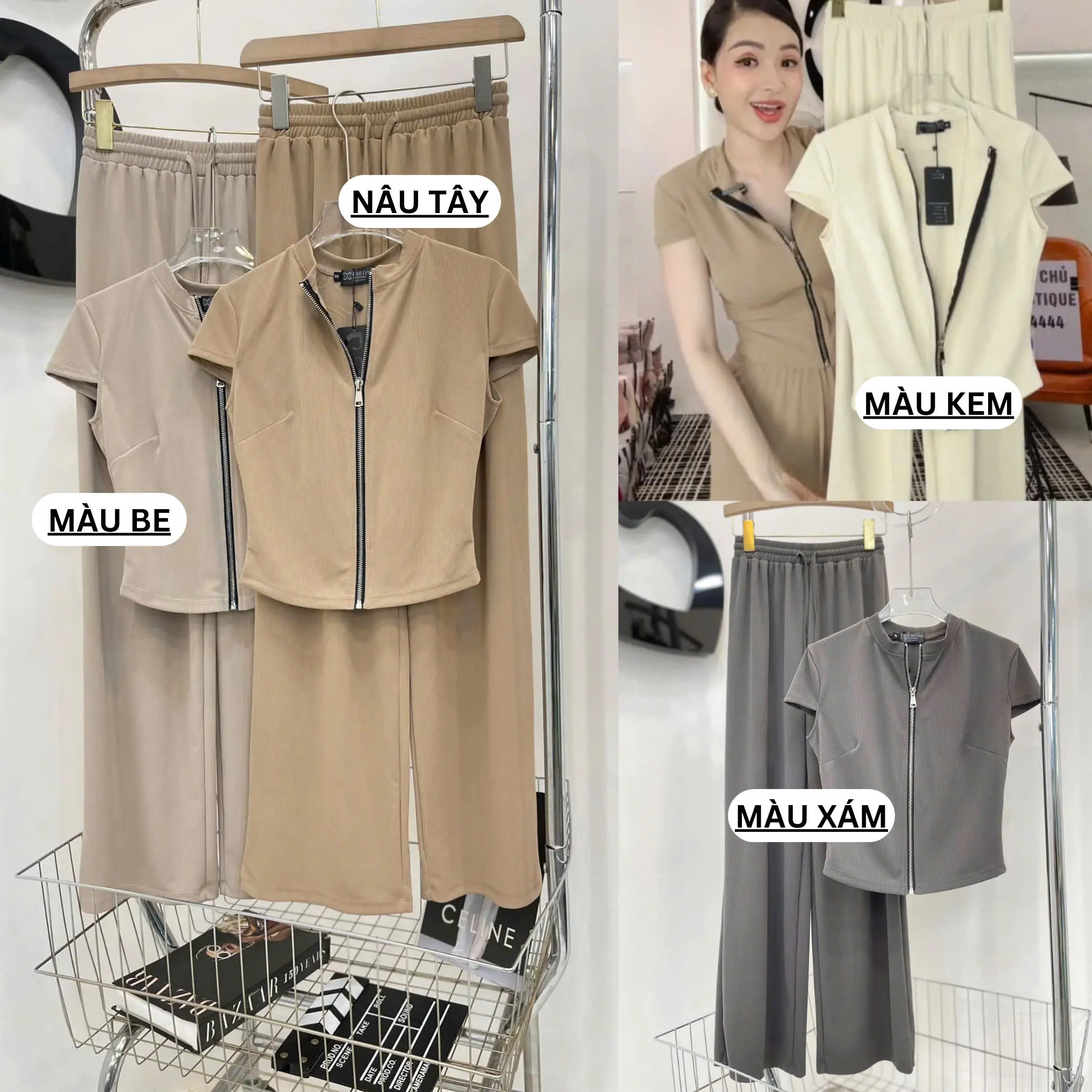 set thun tăm dây kéo quần ống xuông