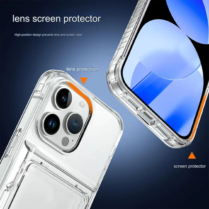 Ốp Điện Thoại Trong Suốt, Dành Cho iPhone 15 Promax Và 14 Promax, Có Túi Đựng Thẻ, Chống Sốc, Ốp Bảo Vệ Dày, Thích Hợp Cho iPhone 13, 12 / 11, Thiết Kế Cá Tính Phụ Kiện 3