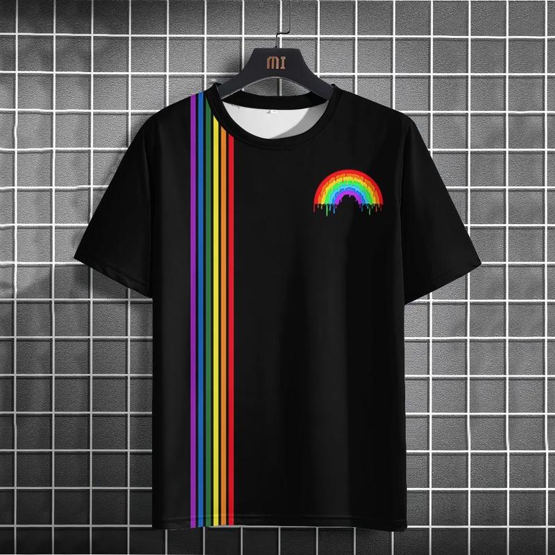 Áo Thun LGBT, In Họa Tiết Cầu Vồng Tháng Tự Hào, Hợp Xu hướng Mới 2024, Dành Cho Nam Và Nữ, Phong Cách Thường Ngày Áo Sơ Mi ngắn Tay Mùa Hè Tình Yêu Đồng Tính Nữ Menswear Menswear 3