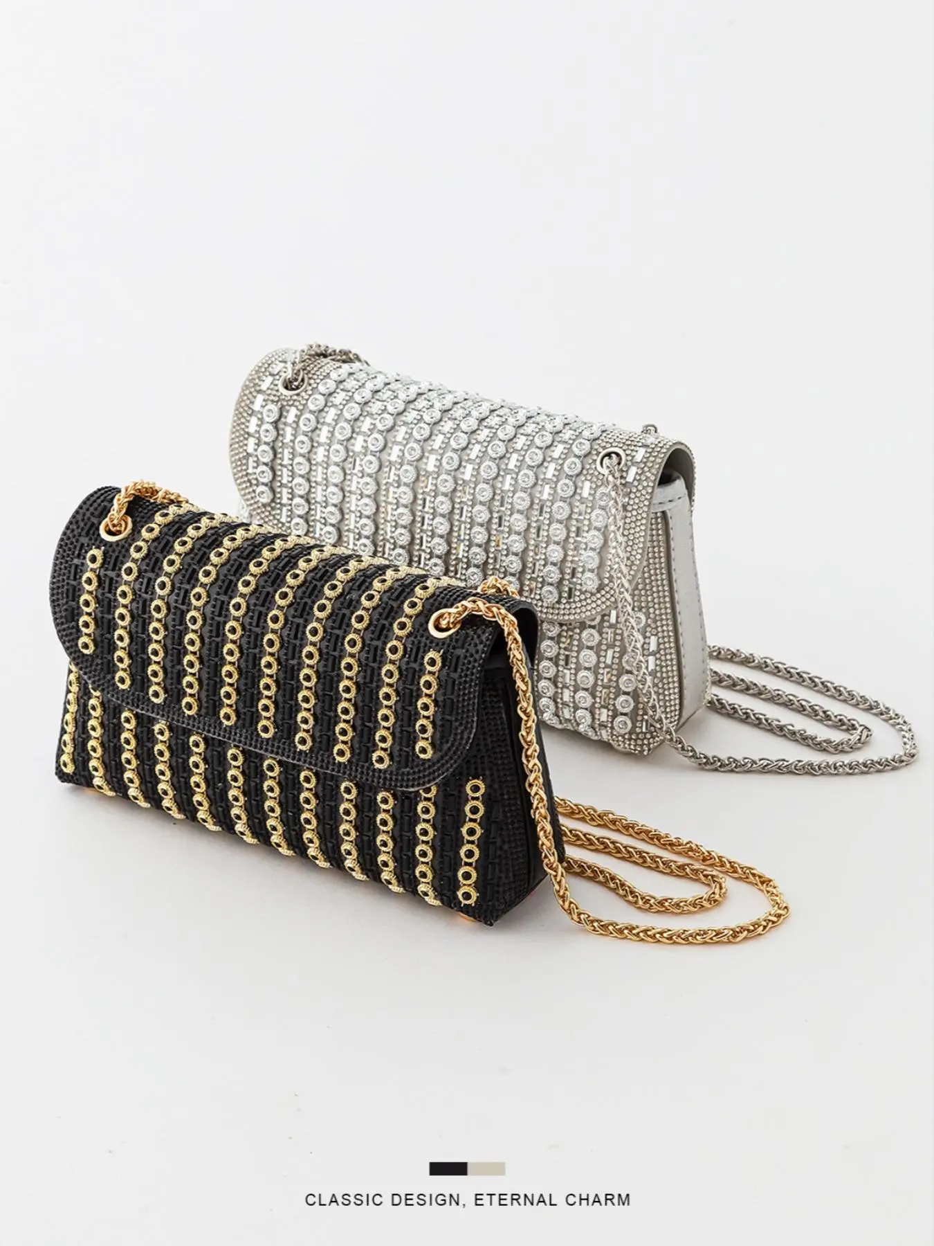 Women's Elegant Rhinestone Decorated Crossbody Bag, Exquisite Trendy Crossbody Bag, Fashionable Bag for Party Decoration