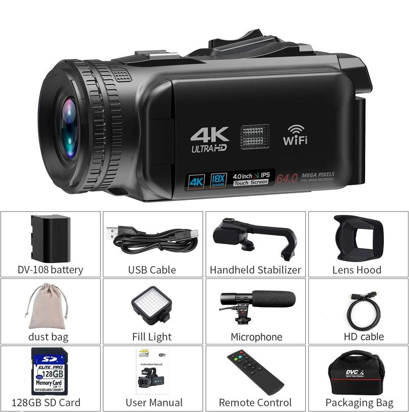 Product Introduction of 4.0"Touch Screen Digital Video Camera YouTube Camcorder 4K Ultra HD camera 64MP Streaming Camera Cable Card 31