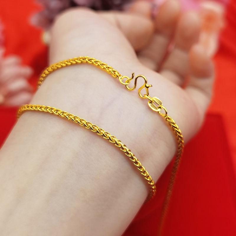 Product Introduction of Original Kalung emas cop 916 gold-plated necklace braided crossover jewelry for men and women 2