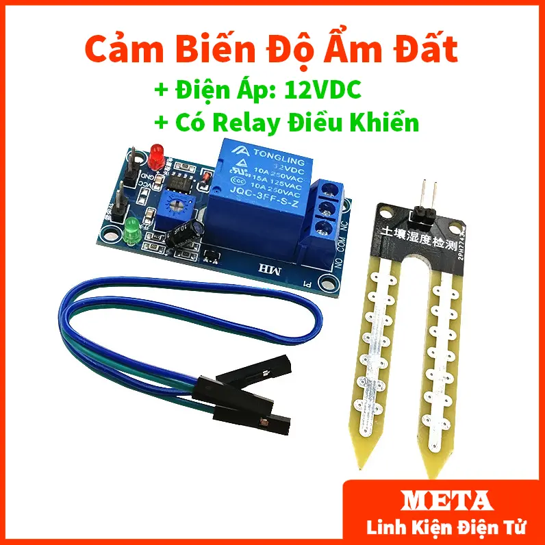 Mô Đun Cảm Biến Độ Ẩm Đất 12V Có Relay Điều Khiển Tự Động 0