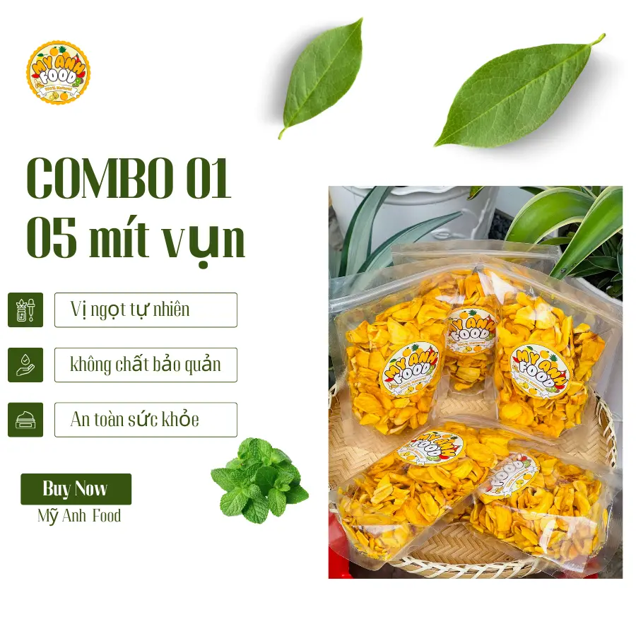 COMBO 01 - Loại 5 túi mít vụn loại 200g - Giòn ngon & vị ngọt tự nhiên từ mít - Mỹ Anh Food