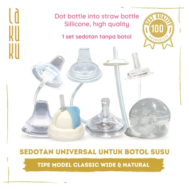 Tambahan Sedotan Straw Cup pengganti dot Botol Susu Baby Wide Classic Natural Training Cup untuk berbagai merek