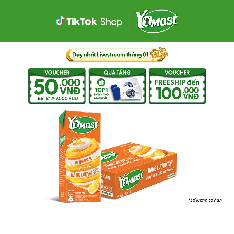  Thùng 48 Hộp Sữa Chua Lên Men Tự Nhiên Yomost Hương Cam 170ml  48x170ml  