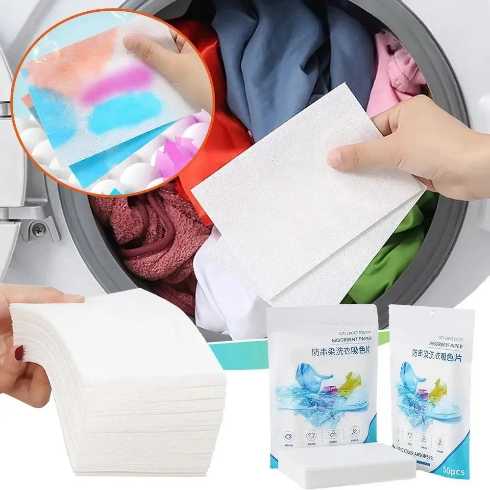 50pcs Washing Machine Use Dyeing Cloth Anti Dyed Cloth Laundry Grabber Mixed Dyeing Proof Color Absorption Sheet Accessory