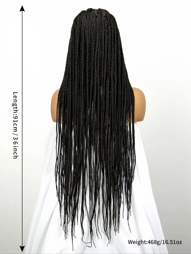 Product Introduction of Women's Fashion 36inch Long Braided Lace Wigs with Baby Hair, Natural Fluffy Soft Synthetic Hair Wigs for Daily & Party Use 1