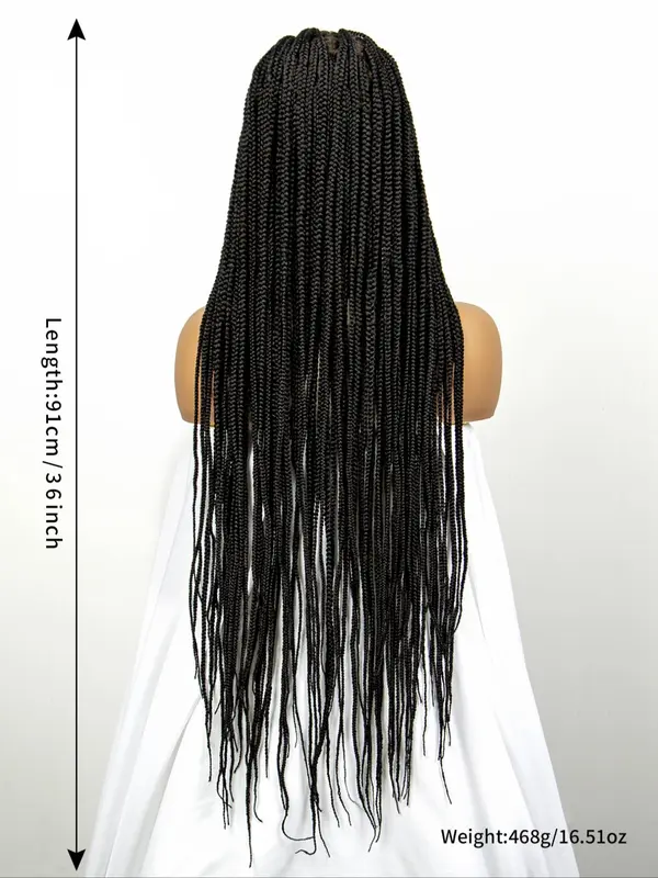 Women's Fashion 36inch Long Braided Lace Wigs with Baby Hair, Natural Fluffy Soft Synthetic Hair Wigs for Daily & Party Use 1