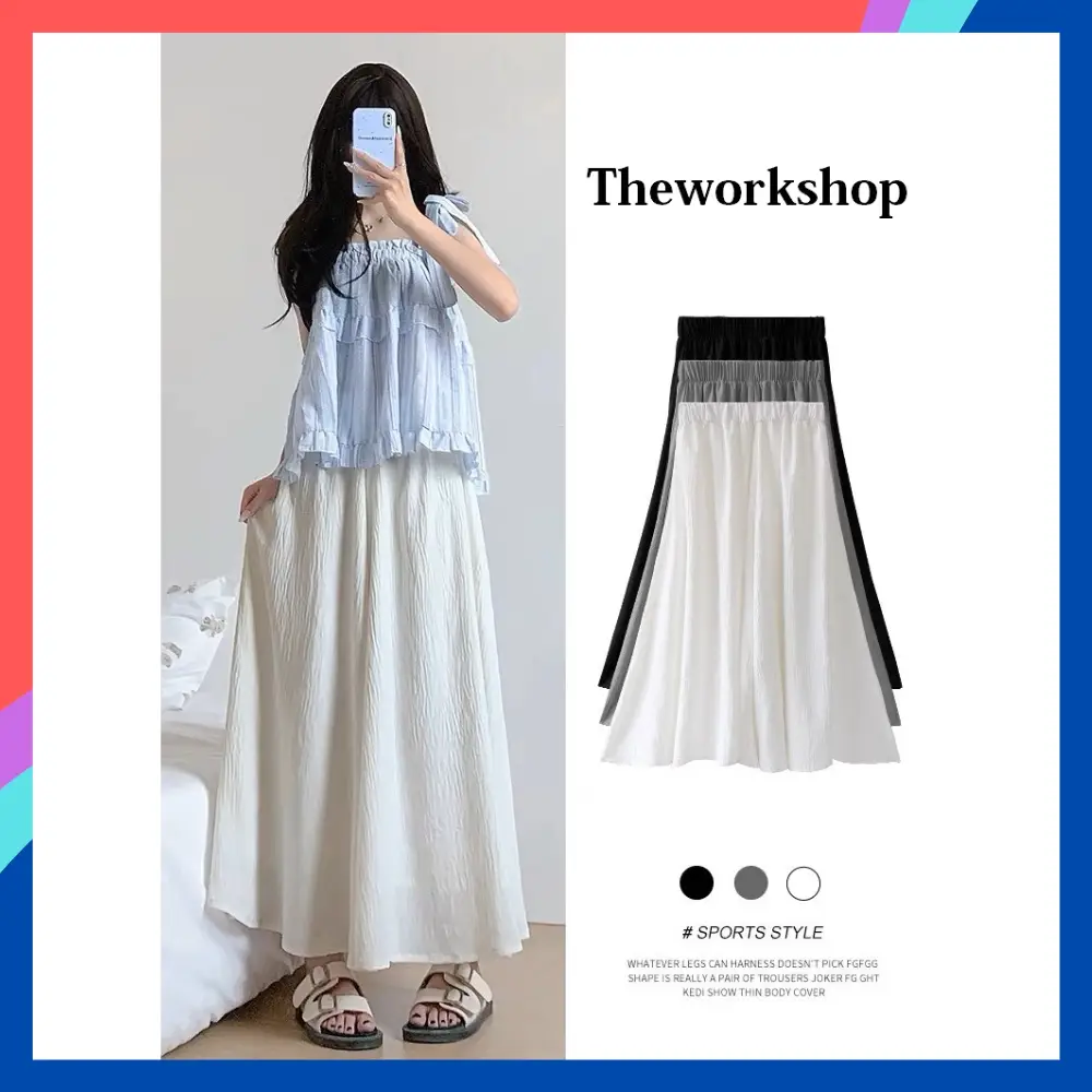 Quần ống rộng dài bigsize nữ chất đũi vân mây Quần giả váy lửng 2 lớp cạp cao lưng chun tiện lợi mát mẻ che khuyết điểm - 1